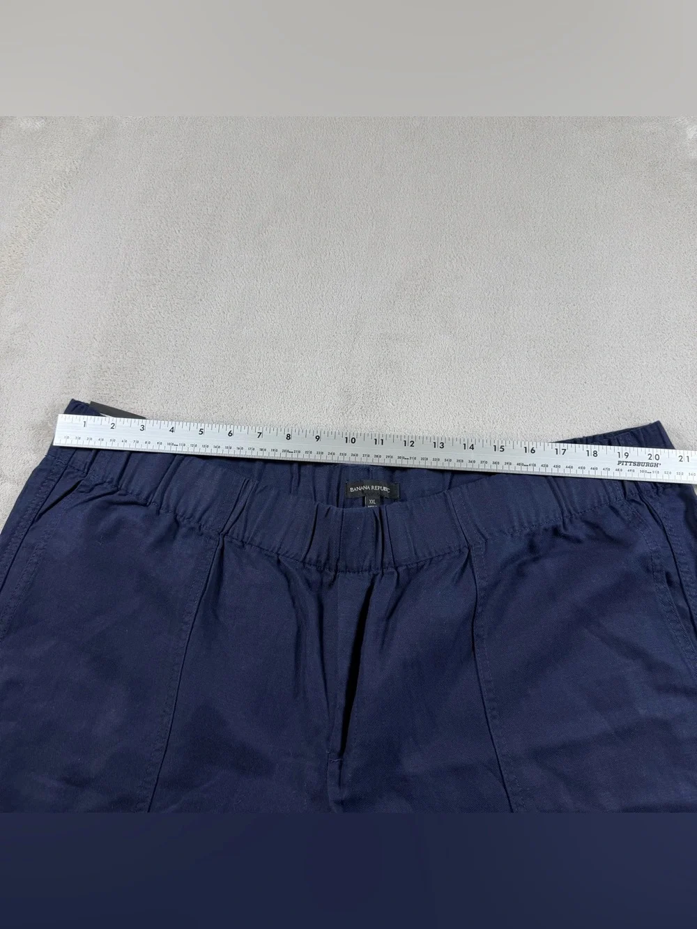 Banana Republic Womens XXL Tapered Crop Pants Blue‎ Lyocell Linen Blend